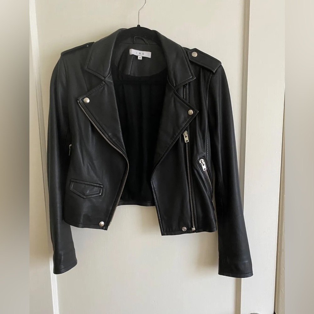 IRO Asheville leather jacket black size 38